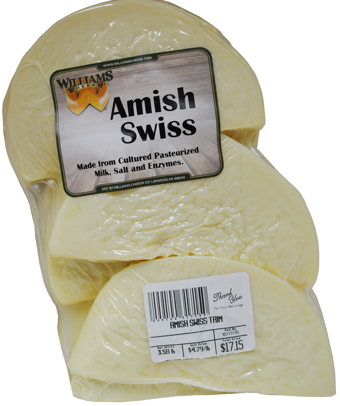 Amish Swiss Trim 2.5 lbs. William's Cheese