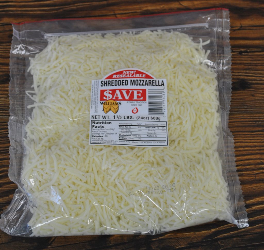 Shredded Mozzarella 24 oz. Williams Cheese